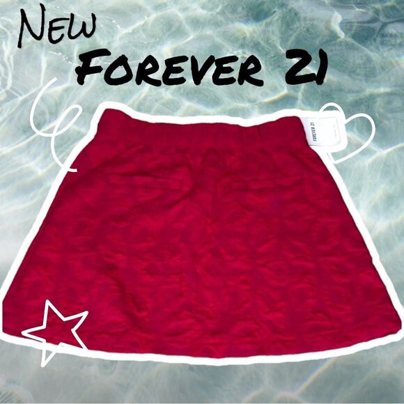 New NWT Forever 21 Jacquard A Line Mini Skirt - Sparkle Pink - Small - Picture 3 of 6